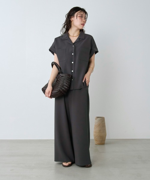 MICA&DEAL(マイカ&ディール)の「オープンカラーシャツ〈セットアップ対応〉(シャツ/ブラウス・レディース・チャコールグレー/カーキ/ダークネイビー・FREE)」の10枚目の写真