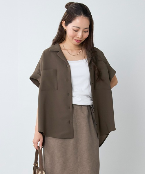 MICA&DEAL(マイカ&ディール)の「オープンカラーシャツ〈セットアップ対応〉(シャツ/ブラウス・レディース・チャコールグレー/カーキ/ダークネイビー・FREE)」の15枚目の写真