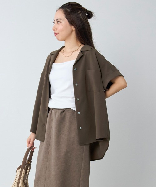 MICA&DEAL(マイカ&ディール)の「オープンカラーシャツ〈セットアップ対応〉(シャツ/ブラウス・レディース・チャコールグレー/カーキ/ダークネイビー・FREE)」の16枚目の写真