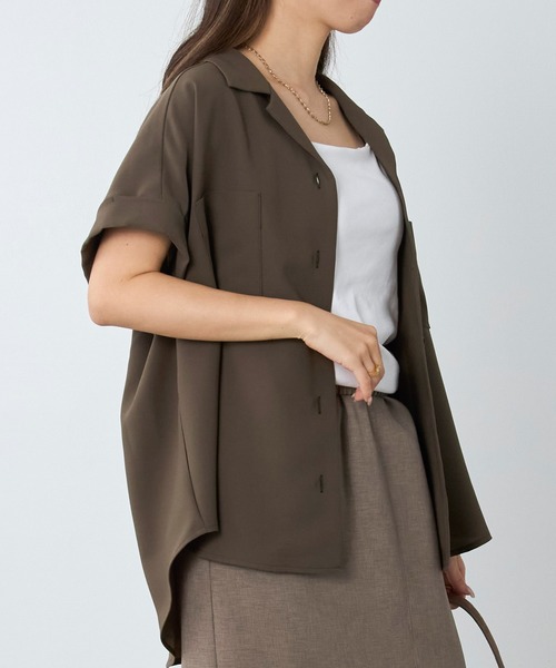 MICA&DEAL(マイカ&ディール)の「オープンカラーシャツ〈セットアップ対応〉(シャツ/ブラウス・レディース・チャコールグレー/カーキ/ダークネイビー・FREE)」の17枚目の写真