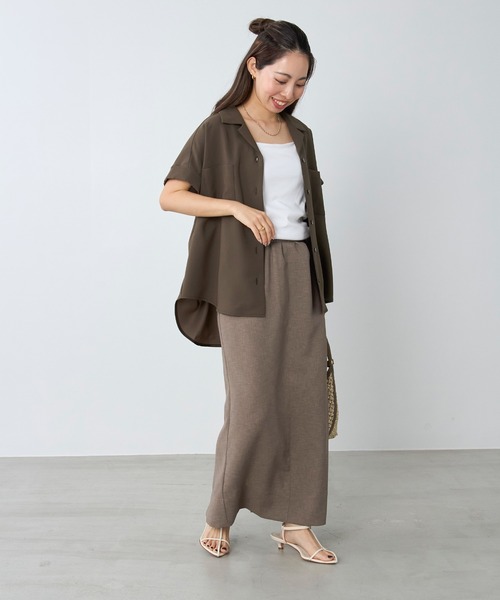 MICA&DEAL(マイカ&ディール)の「オープンカラーシャツ〈セットアップ対応〉(シャツ/ブラウス・レディース・チャコールグレー/カーキ/ダークネイビー・FREE)」の20枚目の写真