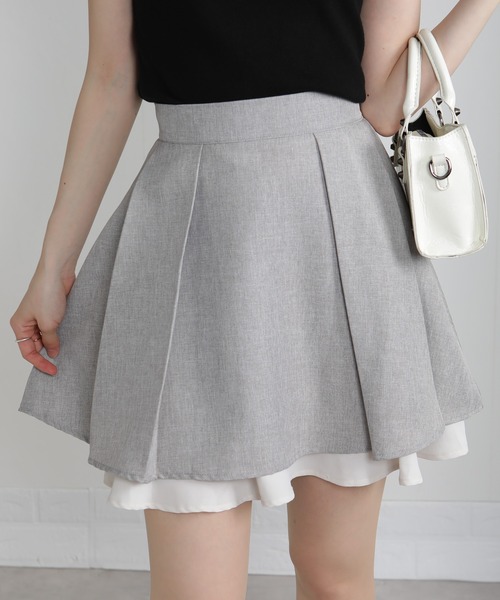 pumpkin port(パンプキンポート)の「リネンライク配色ミニ7タックプリーツスカート(スカート・レディース・ベージュ/ライトグレー/ブラック・M)」の10枚目の写真