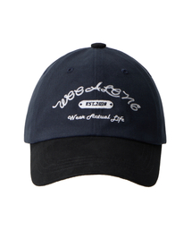 WOOALONG | Contrast lettering ball cap - NAVY(キャップ)