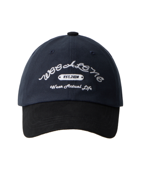 WOOALONG(ウアロン)の「Contrast lettering ball cap - NAVY(キャップ・レディース・ネイビー・FREE)」の1枚目の写真