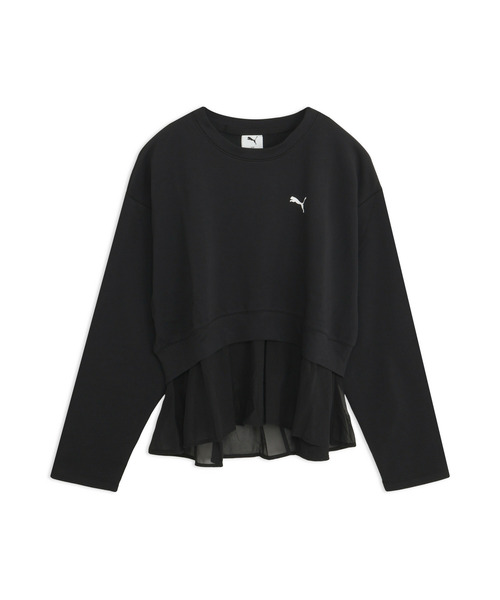 PUMA(プーマ)の「PUMA プーマ ウィメンズ ESS エレベーテッド MX レイヤード プルオーバー(スウェット・レディース・ダークグレー/ブラック・LARGE/SMALL/X-LARGE/MEDIUM)」の2枚目の写真