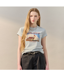 ヴィンテージムードグラフィックレタリング半袖Tシャツ