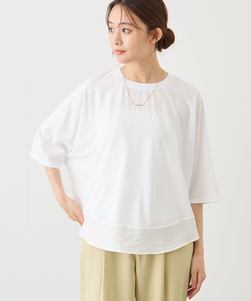 Jayro（ジャイロ）の「異素材ヘムプルオーバー（Tシャツ/カットソー・レディース・ホワイト/ブルー/ブラック・FREE）」の2枚目の写真