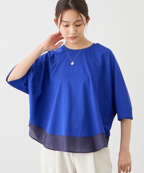 Jayro（ジャイロ）の「異素材ヘムプルオーバー（Tシャツ/カットソー・レディース・ホワイト/ブルー/ブラック・FREE）」の4枚目の写真