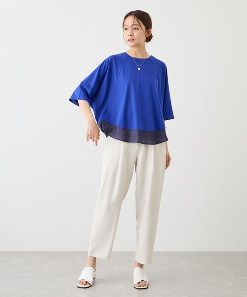 Jayro（ジャイロ）の「異素材ヘムプルオーバー（Tシャツ/カットソー・レディース・ホワイト/ブルー/ブラック・FREE）」の9枚目の写真