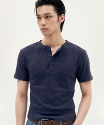 PROCESS（プロセス）の「Refined Henley Tee - Navy（Tシャツ/カットソー）」