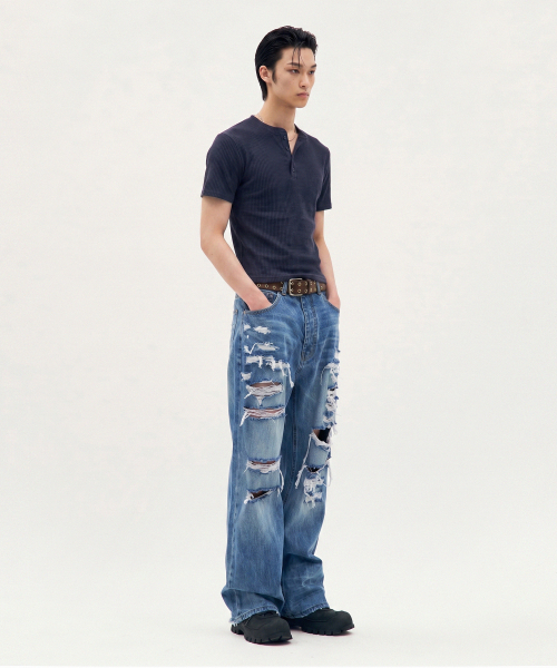 PROCESS(プロセス)の「Refined Henley Tee - Navy(Tシャツ/カットソー・メンズ・ネイビー・FREE)」の3枚目の写真