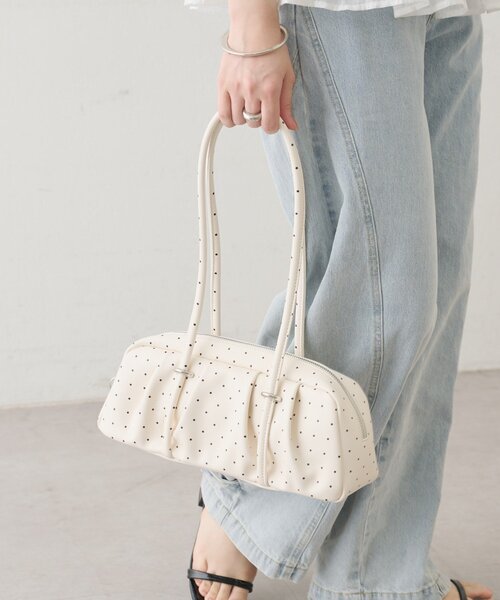 mystic(ミスティック)の「ロングハンドワイドBAG(トートバッグ・レディース・ボルドー/アイボリー・ONE SIZE)」の4枚目の写真