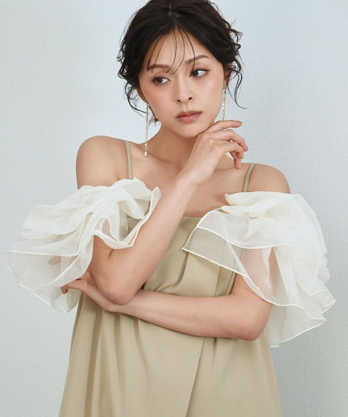 girl(ガール)の「フリルラップオールインワン 付け袖 2WAY シアー 結婚式 パンツドレス パーティードレス オケージョンドレス お呼ばれ 二次会 成人式 同窓会 謝恩会 マタニティ 妊婦《着用動画あり》(パンツドレス・レディース・ブラウン系その他/ブラック/ベージュ・L/M/S)」の1枚目の写真