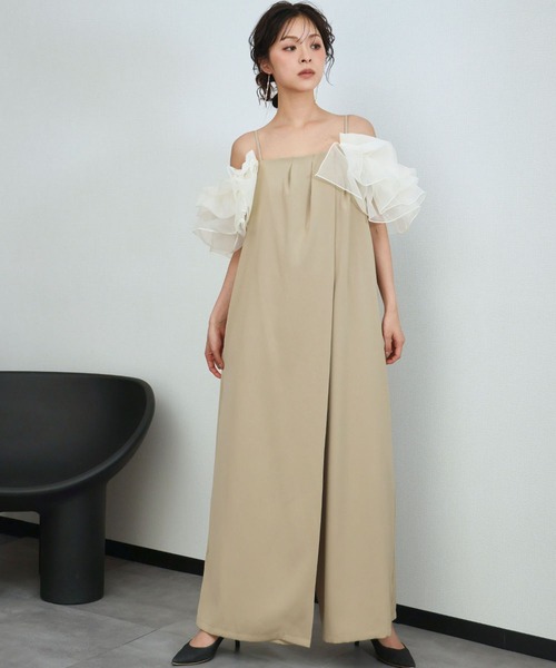 girl(ガール)の「フリルラップオールインワン 付け袖 2WAY シアー 結婚式 パンツドレス パーティードレス オケージョンドレス お呼ばれ 二次会 成人式 同窓会 謝恩会 マタニティ 妊婦《着用動画あり》(パンツドレス・レディース・ブラウン系その他/ブラック/ベージュ・L/M/S)」の19枚目の写真