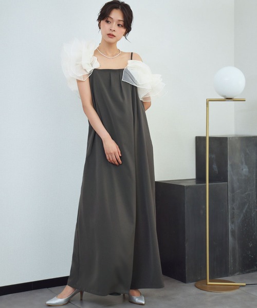 girl(ガール)の「フリルラップオールインワン 付け袖 2WAY シアー 結婚式 パンツドレス パーティードレス オケージョンドレス お呼ばれ 二次会 成人式 同窓会 謝恩会 マタニティ 妊婦《着用動画あり》(パンツドレス・レディース・ブラウン系その他/ブラック/ベージュ・L/M/S)」の9枚目の写真