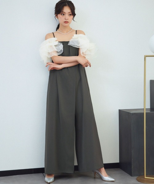 girl(ガール)の「フリルラップオールインワン 付け袖 2WAY シアー 結婚式 パンツドレス パーティードレス オケージョンドレス お呼ばれ 二次会 成人式 同窓会 謝恩会 マタニティ 妊婦《着用動画あり》(パンツドレス・レディース・ブラウン系その他/ブラック/ベージュ・L/M/S)」の10枚目の写真