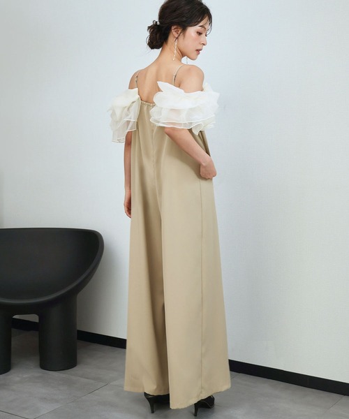 girl(ガール)の「フリルラップオールインワン 付け袖 2WAY シアー 結婚式 パンツドレス パーティードレス オケージョンドレス お呼ばれ 二次会 成人式 同窓会 謝恩会 マタニティ 妊婦《着用動画あり》(パンツドレス・レディース・ブラウン系その他/ブラック/ベージュ・L/M/S)」の11枚目の写真