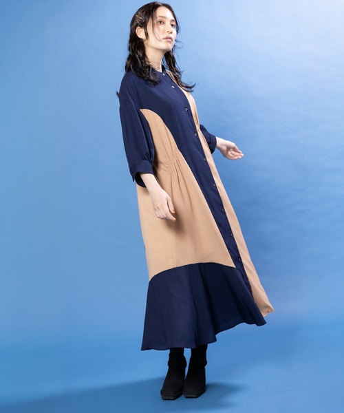 OSMOSIS(オズモーシス)の「バイカラーアシンメトリーワンピース(ワンピース・レディース・ブラック/カーキ/ネイビー・ONE SIZE)」の20枚目の写真