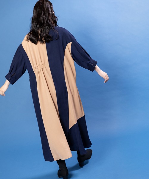 OSMOSIS(オズモーシス)の「バイカラーアシンメトリーワンピース(ワンピース・レディース・ブラック/カーキ/ネイビー・ONE SIZE)」の21枚目の写真