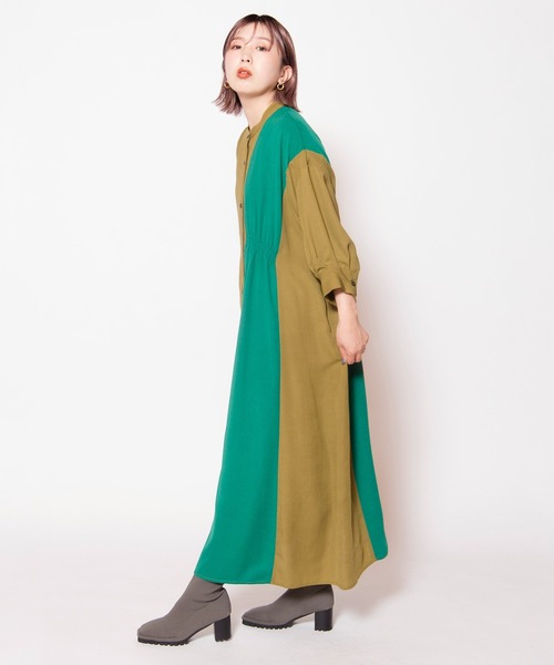 OSMOSIS(オズモーシス)の「バイカラーアシンメトリーワンピース(ワンピース・レディース・ブラック/カーキ/ネイビー・ONE SIZE)」の15枚目の写真
