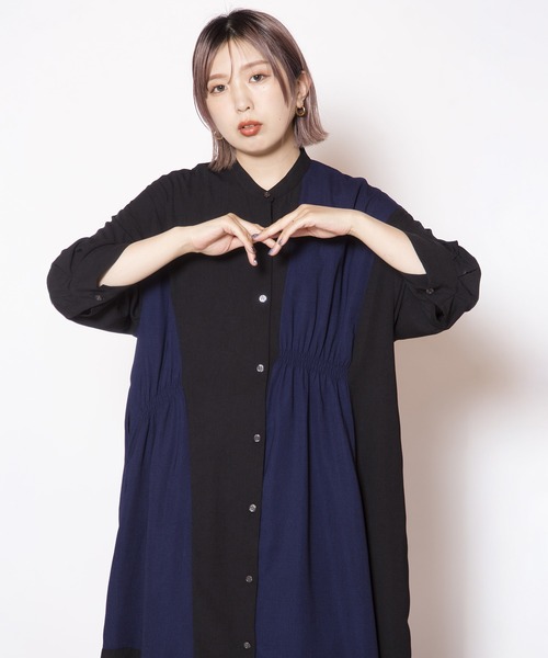 OSMOSIS(オズモーシス)の「バイカラーアシンメトリーワンピース(ワンピース・レディース・ブラック/カーキ/ネイビー・ONE SIZE)」の9枚目の写真