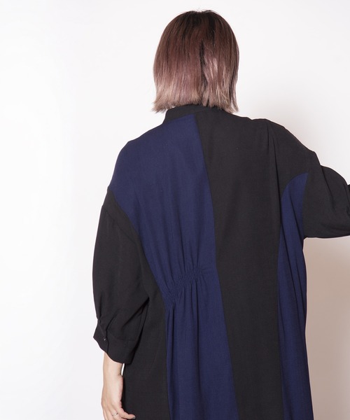 OSMOSIS(オズモーシス)の「バイカラーアシンメトリーワンピース(ワンピース・レディース・ブラック/カーキ/ネイビー・ONE SIZE)」の10枚目の写真