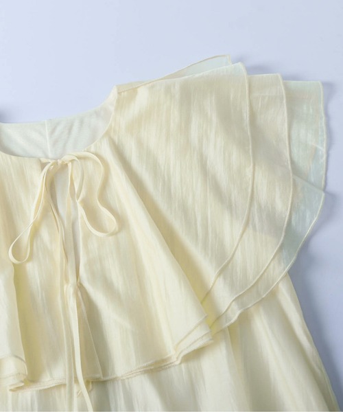 AMELY(エミリー)の「ケープフリル シアーワンピース(ワンピース・レディース・ブラック/アイボリー・フリー/C)」の13枚目の写真