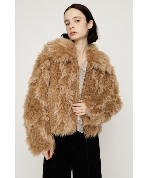 SLY(スライ)の「CURL F/FUR SHORT BZ カールファーショートブルゾン 秋服 冬服(ブルゾン・レディース・アイボリー/ベージュ/ブラック・FREE)」の3枚目の写真
