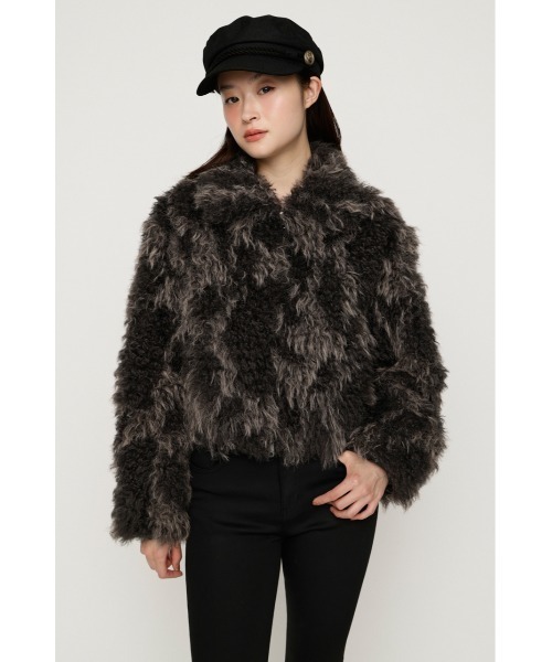 SLY(スライ)の「CURL F/FUR SHORT BZ カールファーショートブルゾン 秋服 冬服(ブルゾン・レディース・アイボリー/ベージュ/ブラック・FREE)」の2枚目の写真
