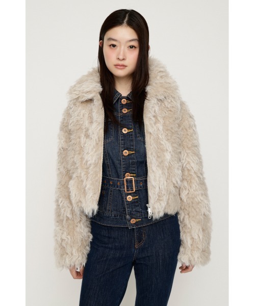 SLY(スライ)の「CURL F/FUR SHORT BZ カールファーショートブルゾン 秋服 冬服(ブルゾン・レディース・アイボリー/ベージュ/ブラック・FREE)」の11枚目の写真