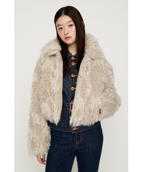 SLY(スライ)の「CURL F/FUR SHORT BZ カールファーショートブルゾン 秋服 冬服(ブルゾン・レディース・アイボリー/ベージュ/ブラック・FREE)」の12枚目の写真