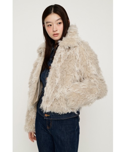 SLY(スライ)の「CURL F/FUR SHORT BZ カールファーショートブルゾン 秋服 冬服(ブルゾン・レディース・アイボリー/ベージュ/ブラック・FREE)」の13枚目の写真