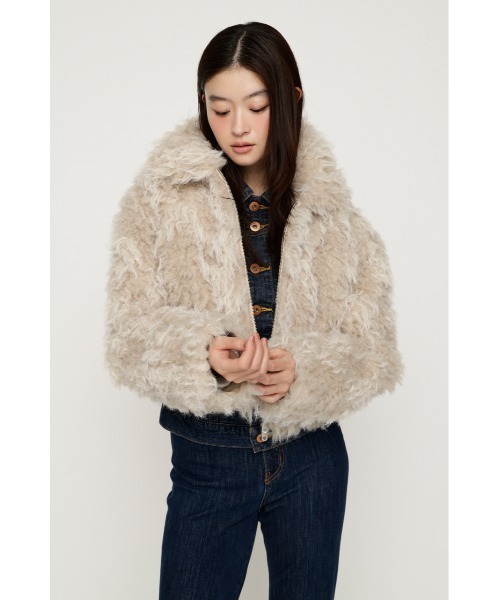 SLY(スライ)の「CURL F/FUR SHORT BZ カールファーショートブルゾン 秋服 冬服(ブルゾン・レディース・アイボリー/ベージュ/ブラック・FREE)」の14枚目の写真