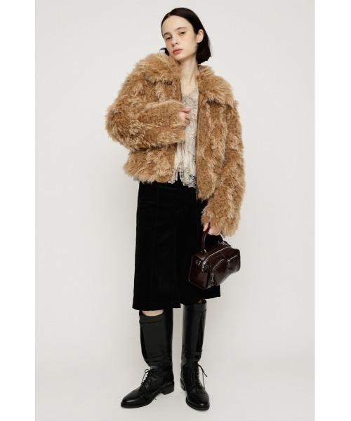 SLY(スライ)の「CURL F/FUR SHORT BZ カールファーショートブルゾン 秋服 冬服(ブルゾン・レディース・アイボリー/ベージュ/ブラック・FREE)」の6枚目の写真