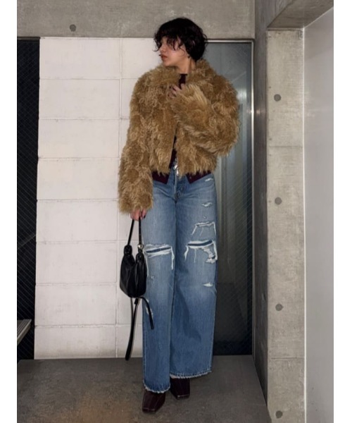 SLY(スライ)の「CURL F/FUR SHORT BZ カールファーショートブルゾン 秋服 冬服(ブルゾン・レディース・アイボリー/ベージュ/ブラック・FREE)」の10枚目の写真