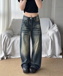 ヴィンテージウォッシュカーゴワイドデニムパンツ
