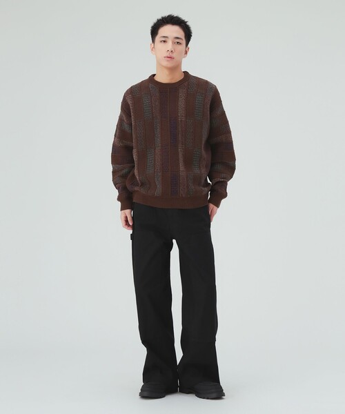 BEAMS HEART(ビームスハート)の「コットンダック ダブルニー ワイドパンツ(その他パンツ・メンズ・ライトブラウン/ブラック・MEDIUM/LARGE/SMALL)」の7枚目の写真