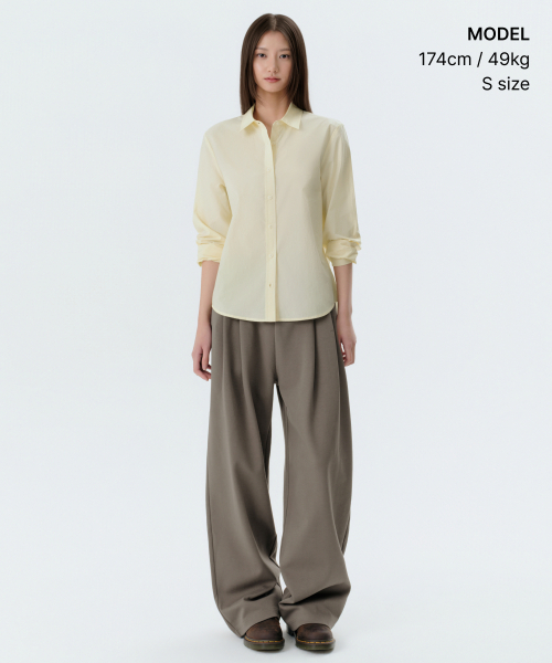 MUSINSA STANDARD WOMAN（ムシンサスタンダードウーマン）の「ウィメンズレギュラーボ washedポプリンシャツ[レモン]（シャツ/ブラウス・レディース・その他・SMALL/MEDIUM/LARGE/X-SMALL）」の5枚目の写真