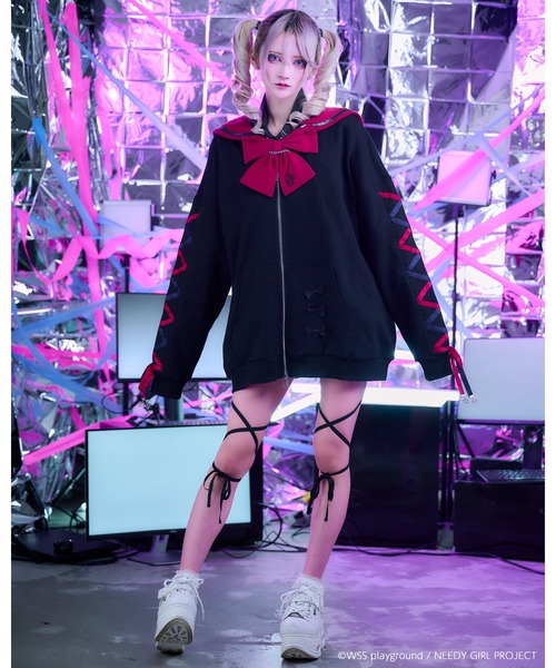 TRAVAS TOKYO(トラバス トウキョウ)の「【TRAVAS TOKYO×NEEDY GIRL OVERDOSE】セーラーZIP UPブルゾン(ブルゾン・レディース・ブラック/ホワイト・FREE)」の14枚目の写真