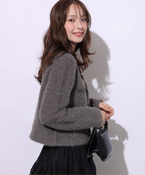 Mystrada(マイストラーダ)の「ラメシャギーニットジャケット(ニット/セーター・レディース・ネイビー/チャコールグレー/ピンクベージュ/グレイッシュベージュ・36/38)」の13枚目の写真
