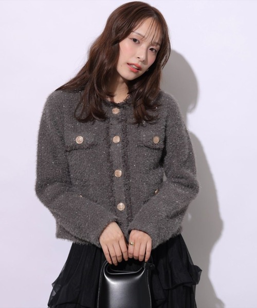 Mystrada(マイストラーダ)の「ラメシャギーニットジャケット(ニット/セーター・レディース・ネイビー/チャコールグレー/ピンクベージュ/グレイッシュベージュ・36/38)」の14枚目の写真