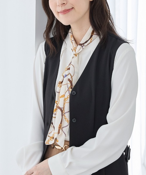 Honeys(ハニーズ)の「リング付スカーフ(バンダナ/スカーフ・レディース・ブラック×グリーン/ネイビー系2/ネイビー系1/ブラウン系その他2/サックスブルー系1/ホワイト系その他2/ホワイト×ブラウン・FREE)」の12枚目の写真