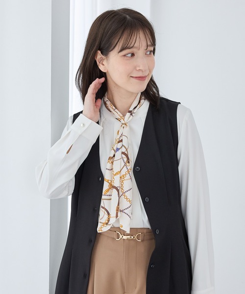 Honeys(ハニーズ)の「リング付スカーフ(バンダナ/スカーフ・レディース・ブラック×グリーン/ネイビー系2/ネイビー系1/ブラウン系その他2/サックスブルー系1/ホワイト系その他2/ホワイト×ブラウン・FREE)」の13枚目の写真
