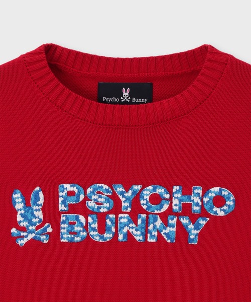 Psycho Bunny(サイコバニー)の「モザイク調ロゴ刺繍 コットン クルーネックニット(ニット/セーター・メンズ・レッド/ブラック/オフホワイト・MEDIUM/X-LARGE/LARGE)」の5枚目の写真