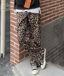 Leopard drape pleats pants