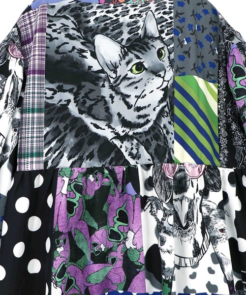 ScoLar(スカラー)の「163613:POPコラージュ総柄シャツワンピース(ワンピース・レディース・ネイビー/ブラック・M)」の13枚目の写真