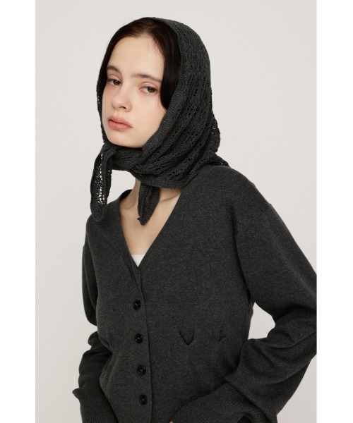 SLY(スライ)の「SCARF SET KNIT CARDIGAN スカーフセットニットカーディガン 秋服 2点セット(カーディガン/ボレロ・レディース・バーガンディー/杢グレー/アイボリー・FREE)」の1枚目の写真