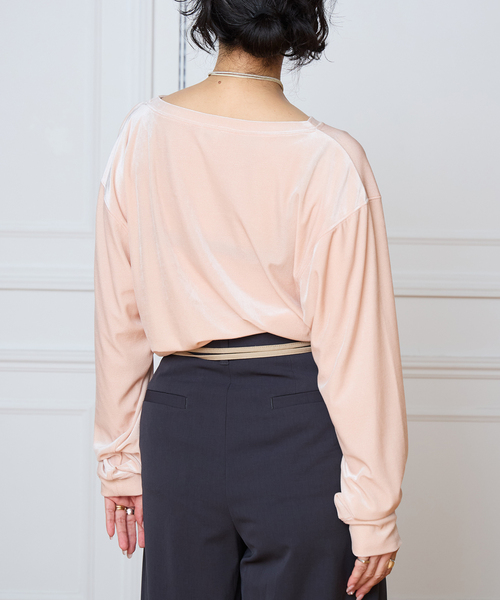 IENA LA BOUCLE(イエナラブークル)の「IENA LA BOUCLE トリアセベロアロングスリーブTシャツ(Tシャツ/カットソー・レディース・ブラック/ピンク・FREE)」の4枚目の写真