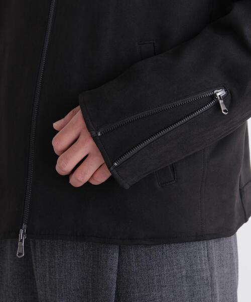 NANO universe(ナノユニバース)の「フェイクスエードバンドカラーライダース(ブルゾン・メンズ・ブラック/ブラウン・XL/L/S/M)」の16枚目の写真