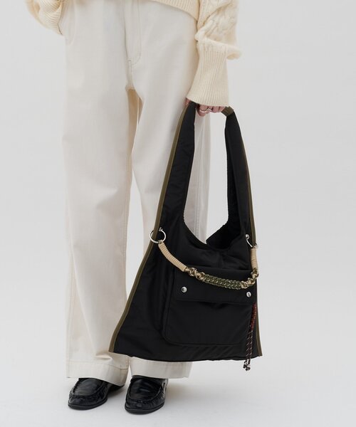 CIAOPANIC TYPY(チャオパニックティピー)の「:ZOZO限定【TYNNE.】トライアングルミックスコードデザインBAG(トートバッグ・レディース・ブラック/ベージュ・ONE SIZE)」の3枚目の写真